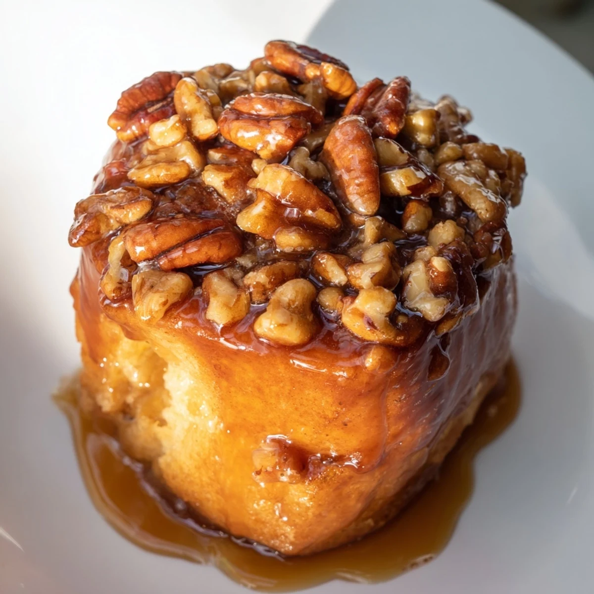 Fluffy, warm Maple Pecan Sticky Buns with sticky caramel, perfect for a special breakfast treat right now.