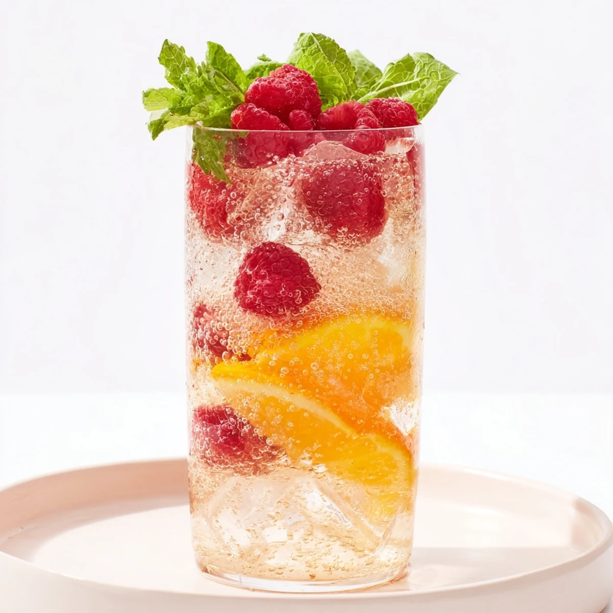 Sparkling Juice with Raspberries