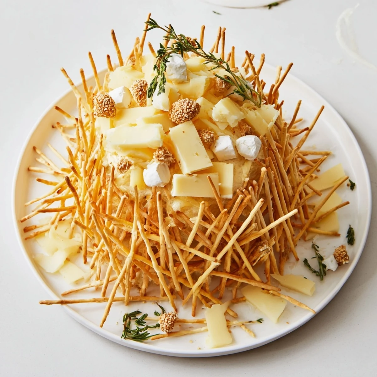 A stunning The Gilded Cage appetizer, breadstick dome filled with cheeses, ready to impress guests.