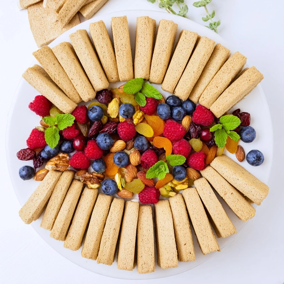 A close-up view of the "Picket Fence" recipe, a stunning, edible landscape of flavors.