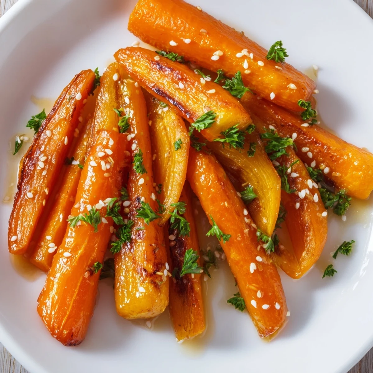 Close-up of caramelized Maple Mustard Roasted Carrots, perfect for a gluten-free fall meal.
