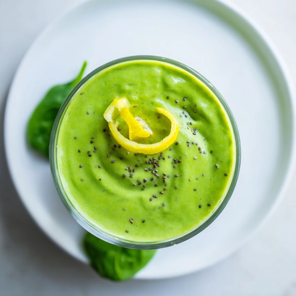 Enjoy a cool, fresh Spinach Avocado Smoothie: a vibrant, blended drink with spinach and fruit.