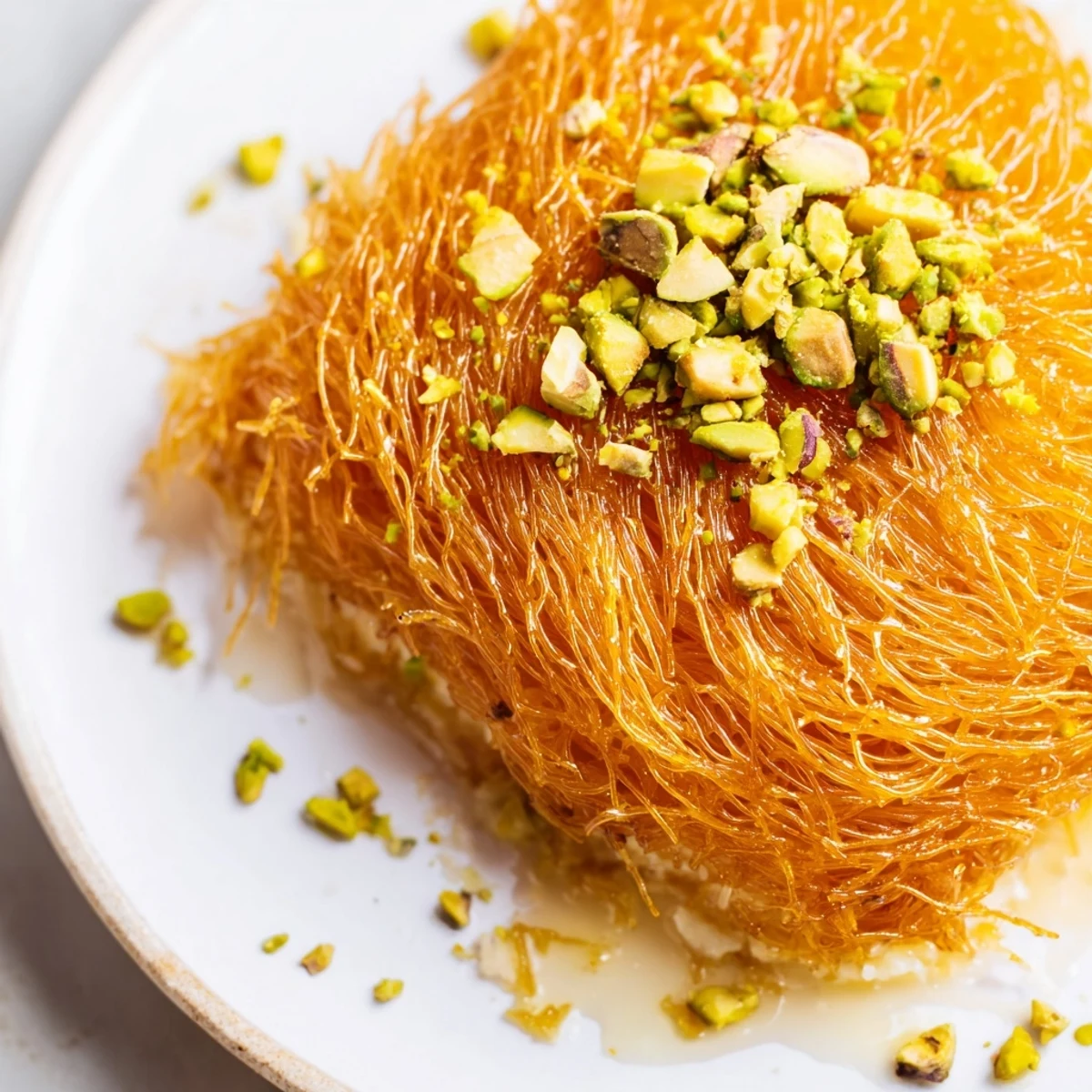 Melted cheese, crispy kataifi, and sweet syrup make this Lebanese Knafeh irresistible.