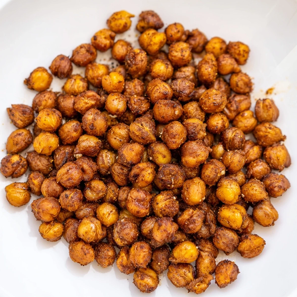 A bowl of oven-roasted crispy chickpea snack for easy vegan snacking or salad topping.  