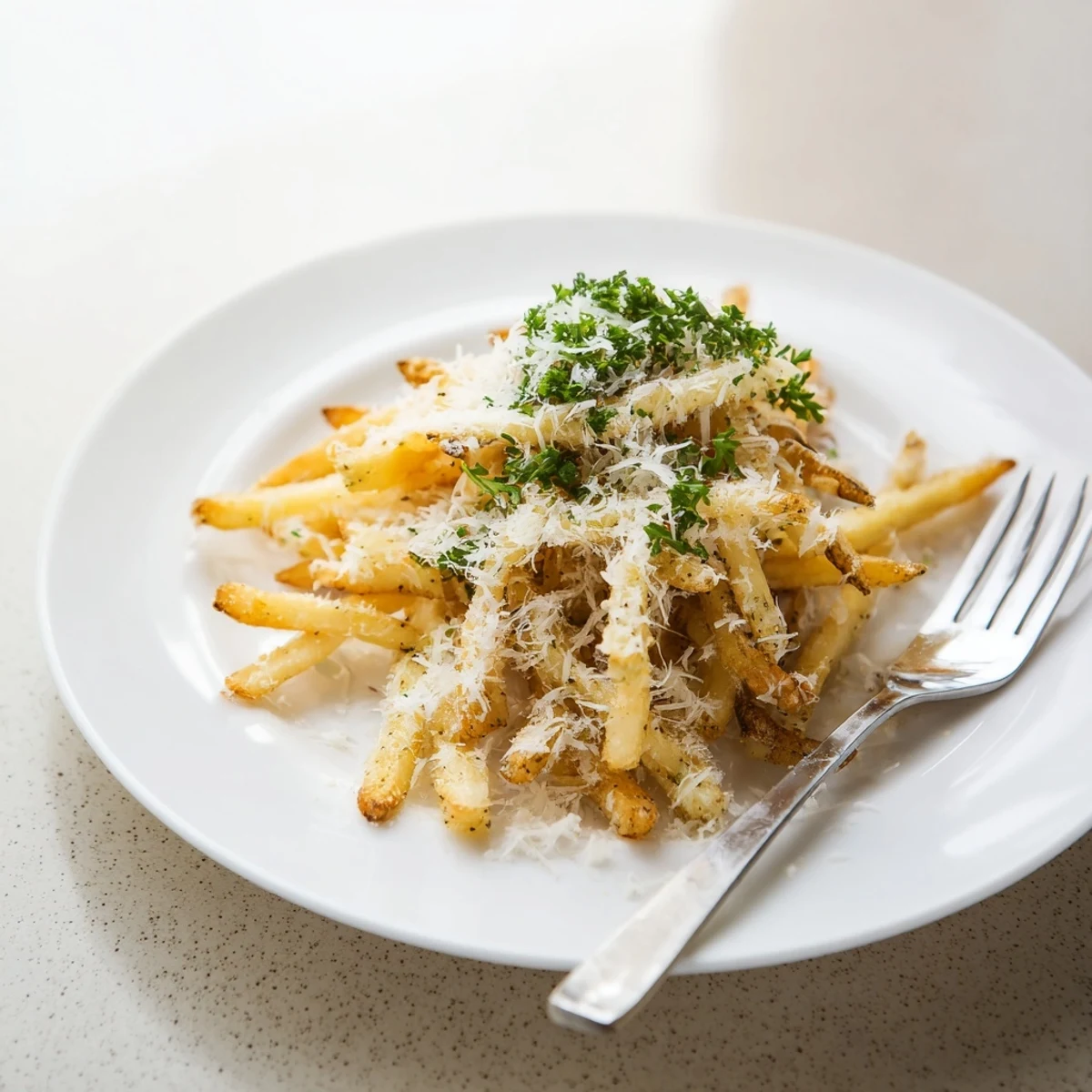 Golden Truffle Parmesan Fries fresh from the oven, tossed with savory cheese and herbs for a perfect side dish.