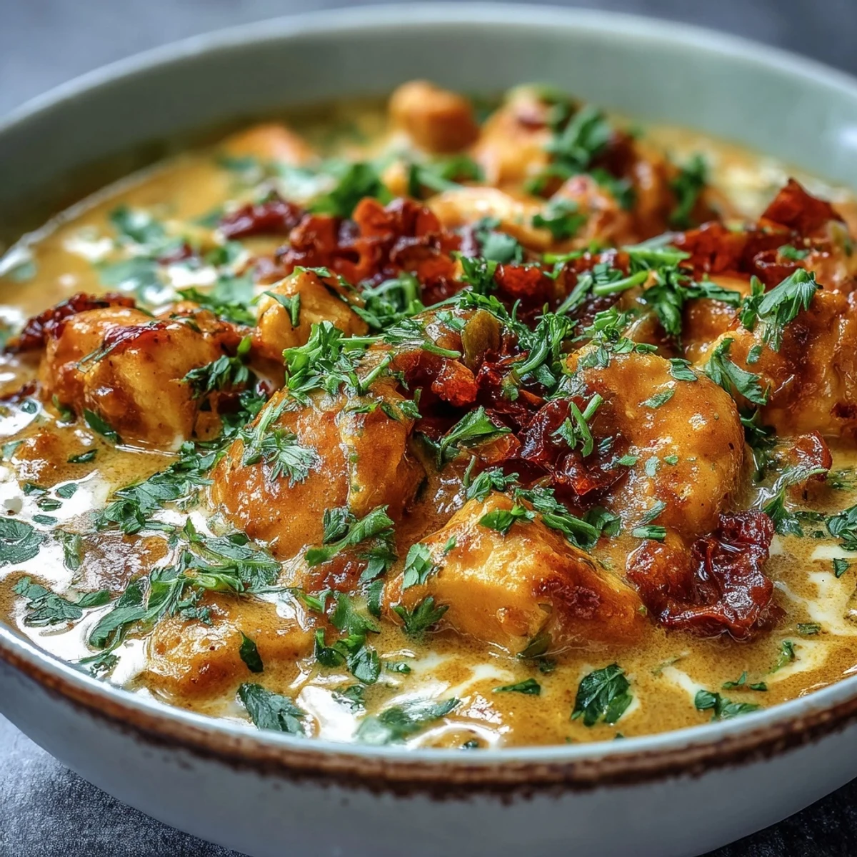 A spoonful of golden easy chicken curry served over fluffy white rice for dinner.  