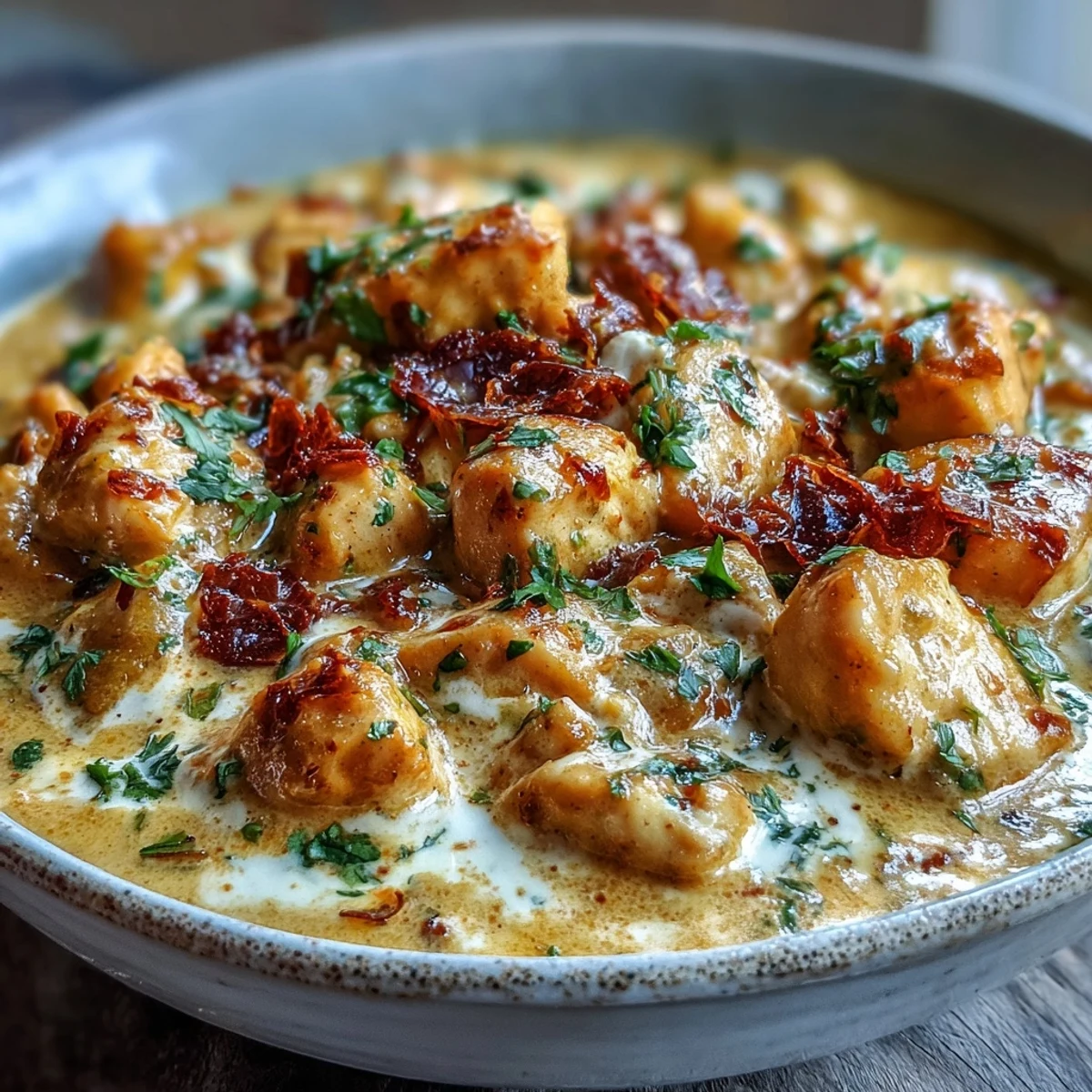 Vibrant bowl of easy chicken curry beside warm naan bread and a dollop of yogurt.