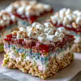 Chewy, colorful layered Rice Krispies treats perfect for Independence Day celebrations.  