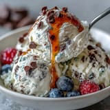 Viral healthy dessert: TikTok Cottage Cheese Ice Cream, smooth, sweet, and topped with chocolate chips.