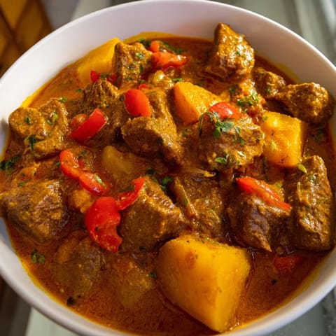 Hearty Hungarian Goulash, a flavorful stew with soft beef and egg noodles, perfect for a cozy supper.