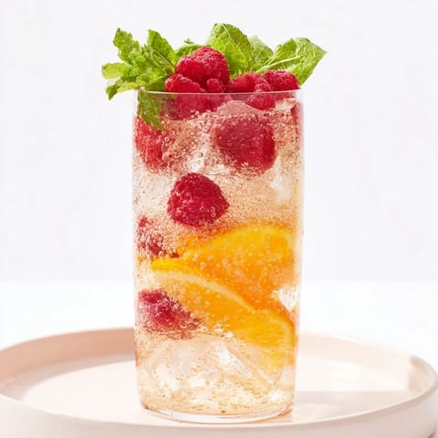 Sparkling Juice with Raspberries