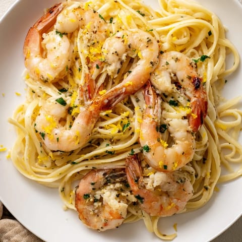 Bright and flavorful Lemon Herb Pasta with Shrimp, featuring tender shrimp and zesty lemon sauce.