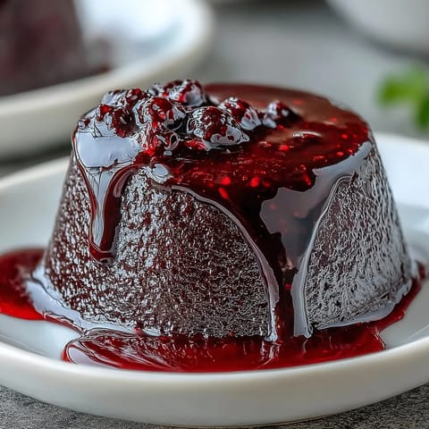 Four chilled Black Currant Panna Cotta ramekins are elegantly set with a creamy purple hue.