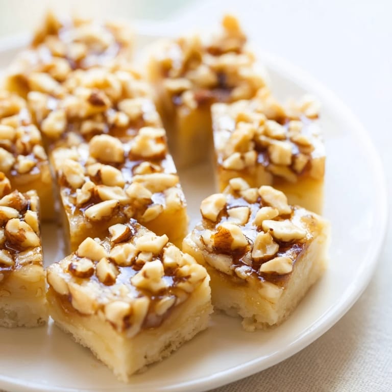 Warm and inviting shot of freshly baked Light Sweet Hazel Treats, a delicious hazelnut and honey cake dessert.