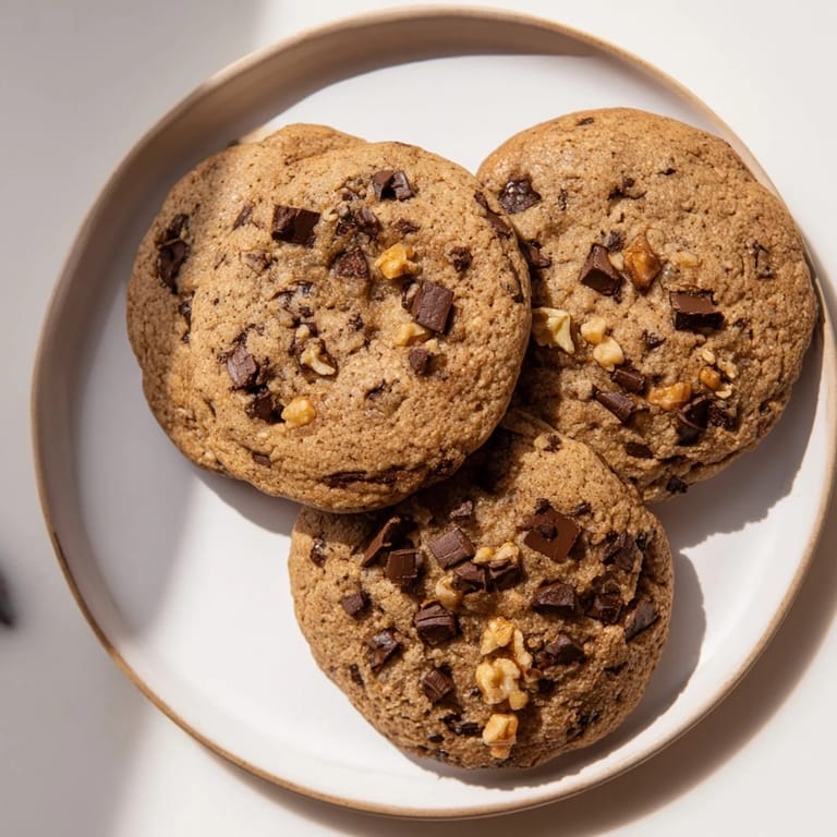 A close-up shot of chewy classic chocolate chip cookies, studded with rich chocolate, ready to enjoy.