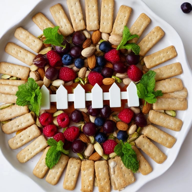 See the colorful "Picket Fence" appetizer, a delicious mix of nuts and fruit on crackers.