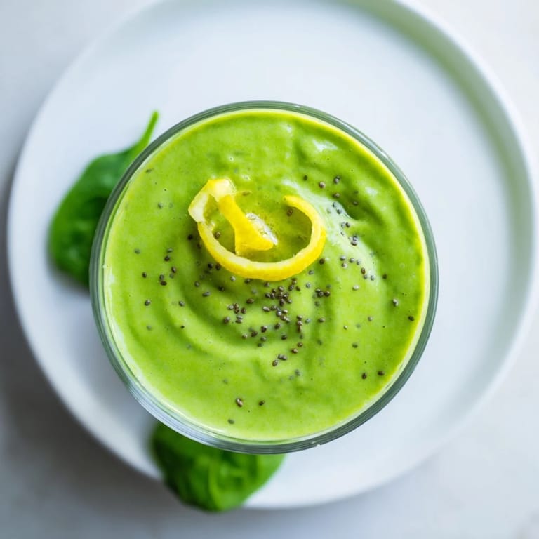 Enjoy a cool, fresh Spinach Avocado Smoothie: a vibrant, blended drink with spinach and fruit.