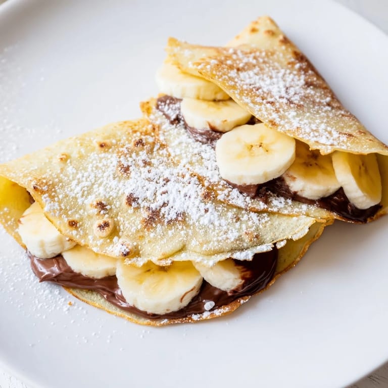 A close-up of a layered Banana Nutella Wrap, showing the banana slices and melted Nutella inside.