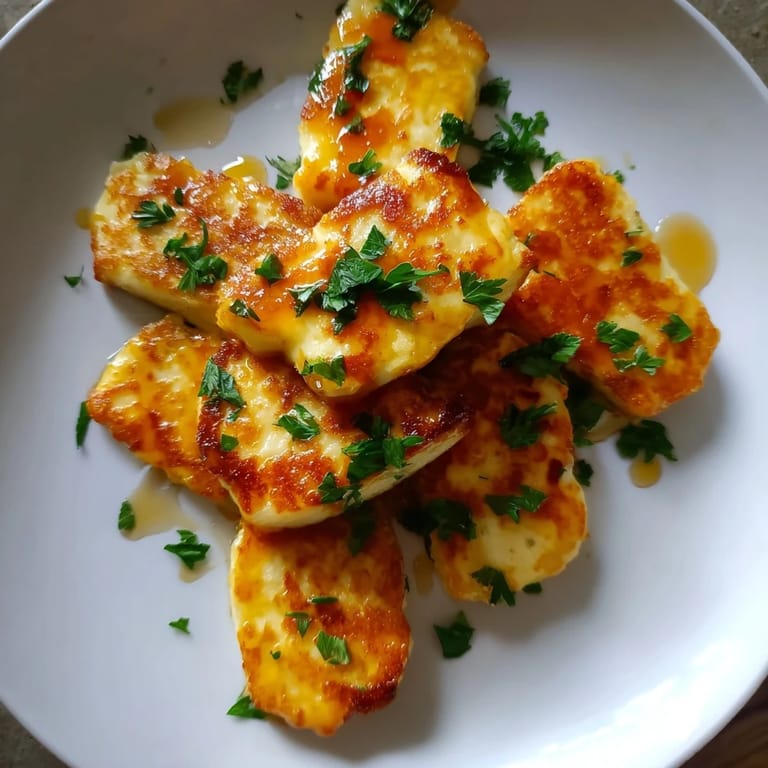 A plate of flavorful Hot Honey Halloumi, a vibrant Mediterranean appetizer, perfect for sharing.