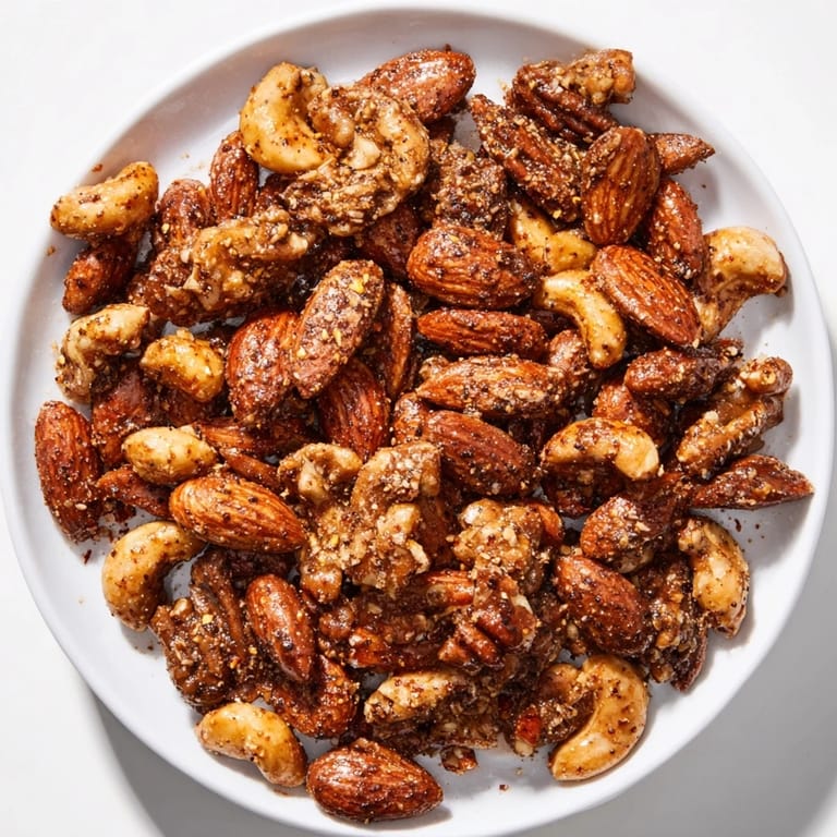 Crunchy Spiced Nuts Mix served in a rustic bowl, perfect for holiday entertaining or game day snacking.