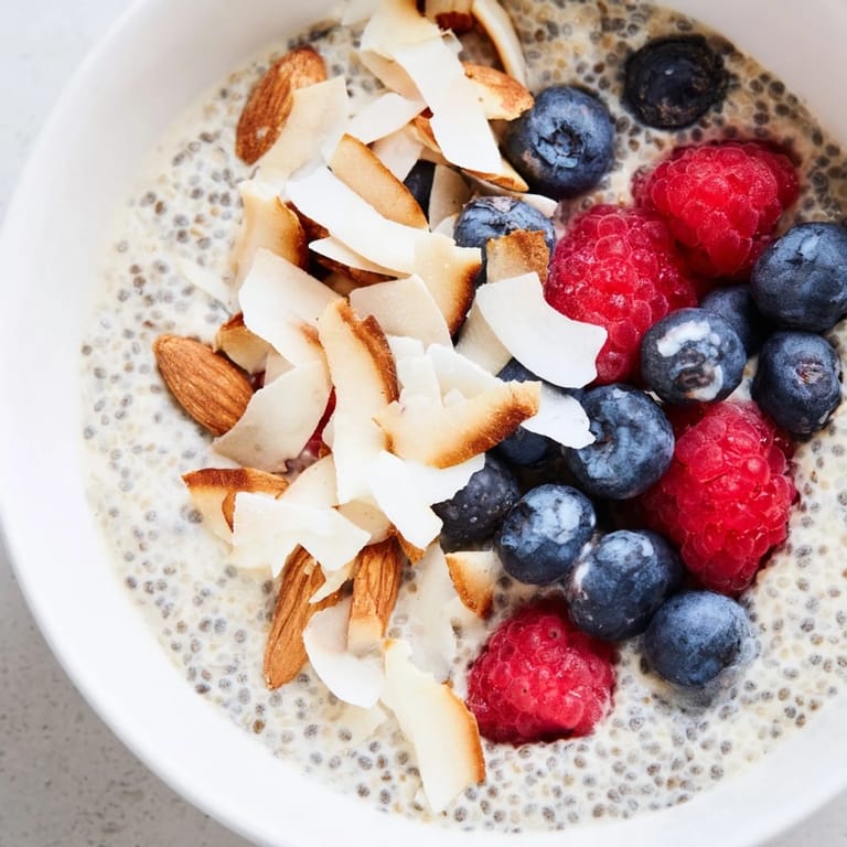 A serving of poppy seed chia pudding with a spoon, showing the thick, creamy texture and subtle crunch from the seeds.