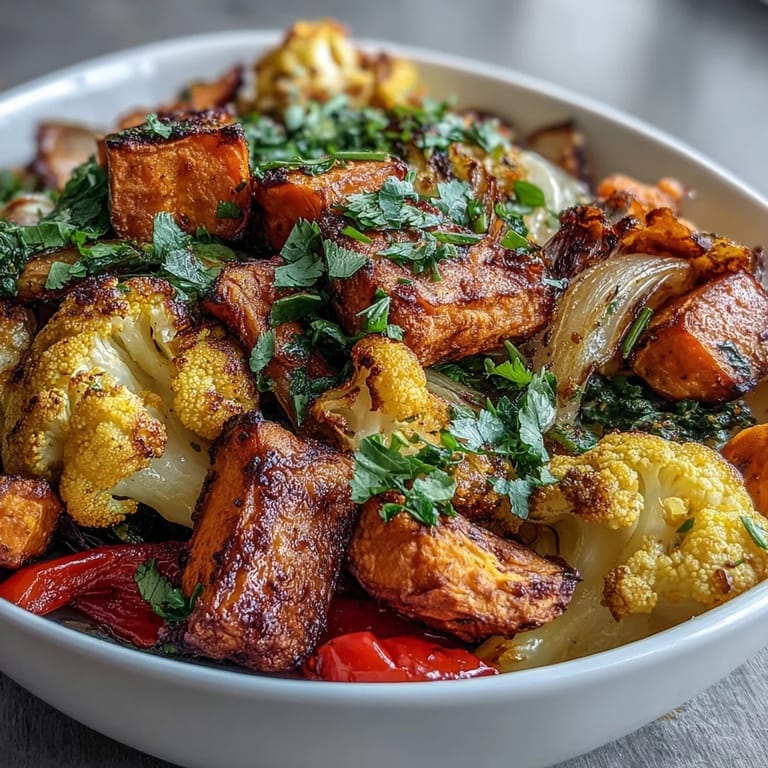 Golden anti-inflammatory turmeric roasted vegetables, tender with crispy edges, seasoned perfectly.