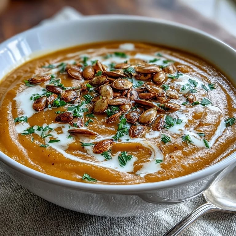 Acorn Squash Soup with a silky texture, served hot from the pot and ready to pair with crusty bread.