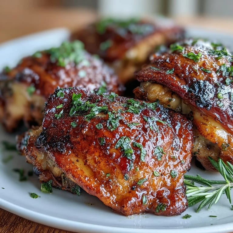 Easy gluten-free dinner featuring golden baked chicken thighs garnished with fresh parsley on the side.