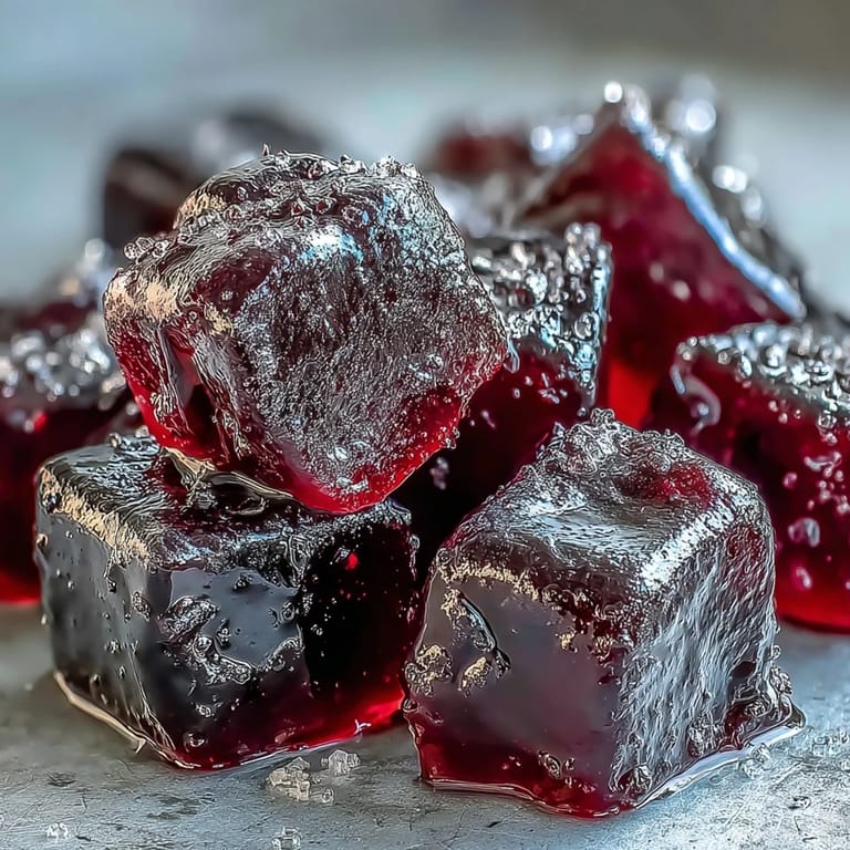 Black Currant Gummies arranged neatly on a white plate for a snack.
