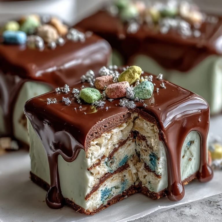 Rainbow and green sweets arranged with Lucky Charms bark for a fun St. Patricks Day celebration.
