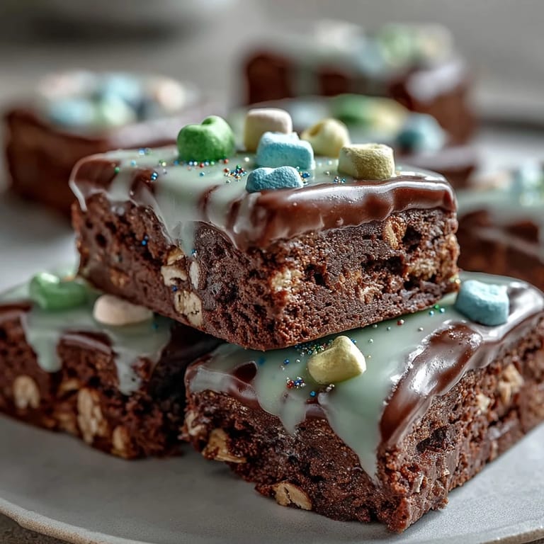Vibrant St. Patricks Day dessert platter featuring white chocolate Lucky Charms bark and fresh fruit.  