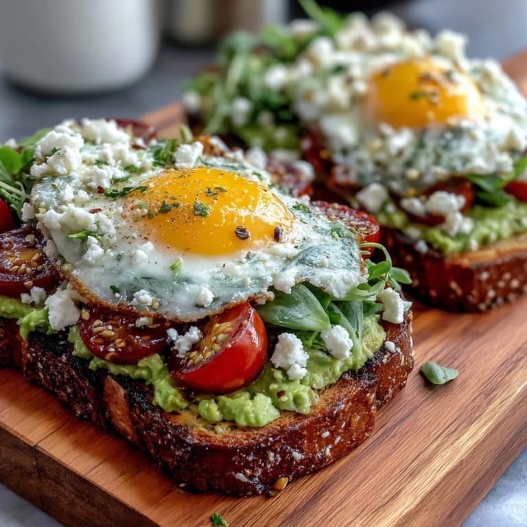 Avocado toast board featuring hard-boiled eggs, pumpkin seeds, and pickled red onions. A flavorful, vegetarian-friendly brunch centerpiece.
