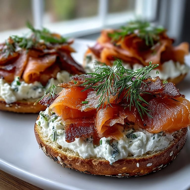 Elegant smoked salmon bagel board featuring fresh vegetables, capers, and whipped dill cream cheese—perfect for a festive spring gathering.