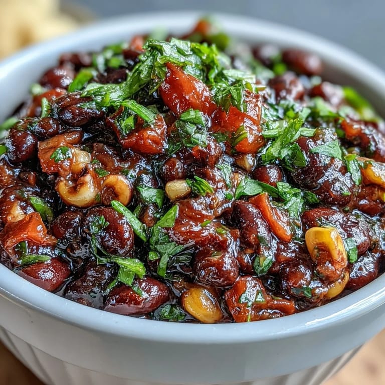 Colorful cowboy caviar dip featuring zesty black beans, sweet corn, and pico de gallo, ideal for summer parties or quick snacks.
