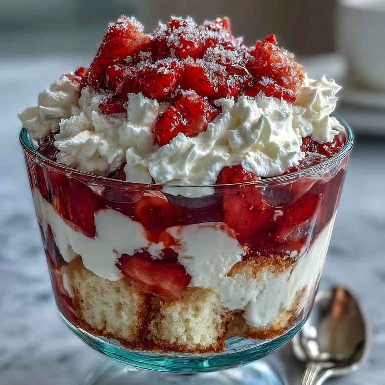 Homemade vanilla cake, sweetened strawberries, and airy whipped cream combine in this irresistible Strawberry Shortcake Trifle dessert.