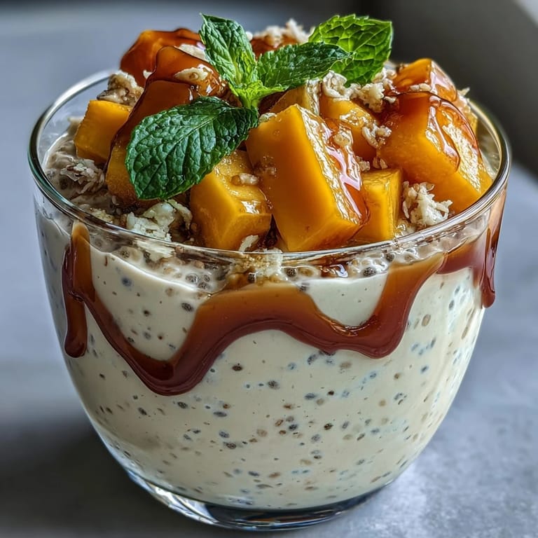 Thick, refreshing Skyr Protein Chia Pudding featuring fresh mango chunks and a hint of lime.