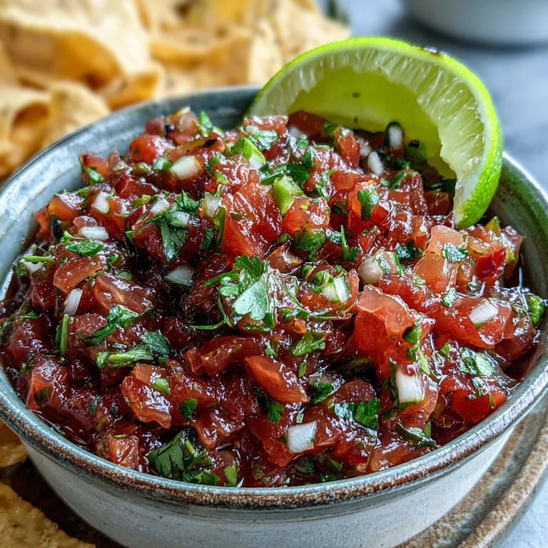 Tangy and crunchy Pickle de Gallo relish, bright with lime, ideal for dipping.