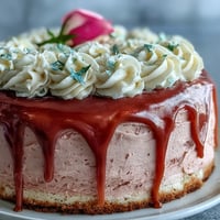 Elegant Bridal Shower Rosé Velvet Cake with shimmering gold drip.